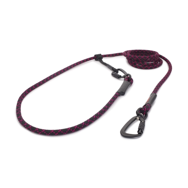 EASYLONG Hundeleine TWIST - M - 3,5m - schwarz mit pinken Stichen